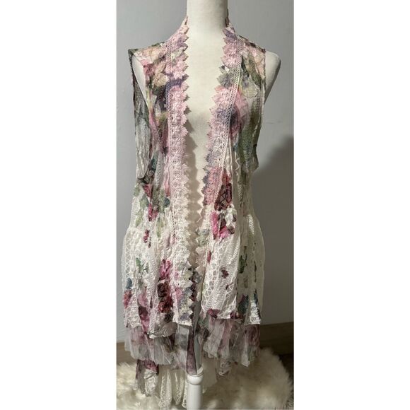 Origami Duster bohemian floral lace kimono cardigan XL - Picture 2 of 12